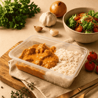 Bobó de Frango com Arroz Branco