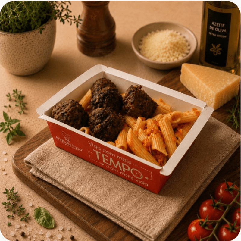 Almôndegas de Carne com Massa Penne