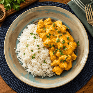 Bobó de Frango com Arroz Branco