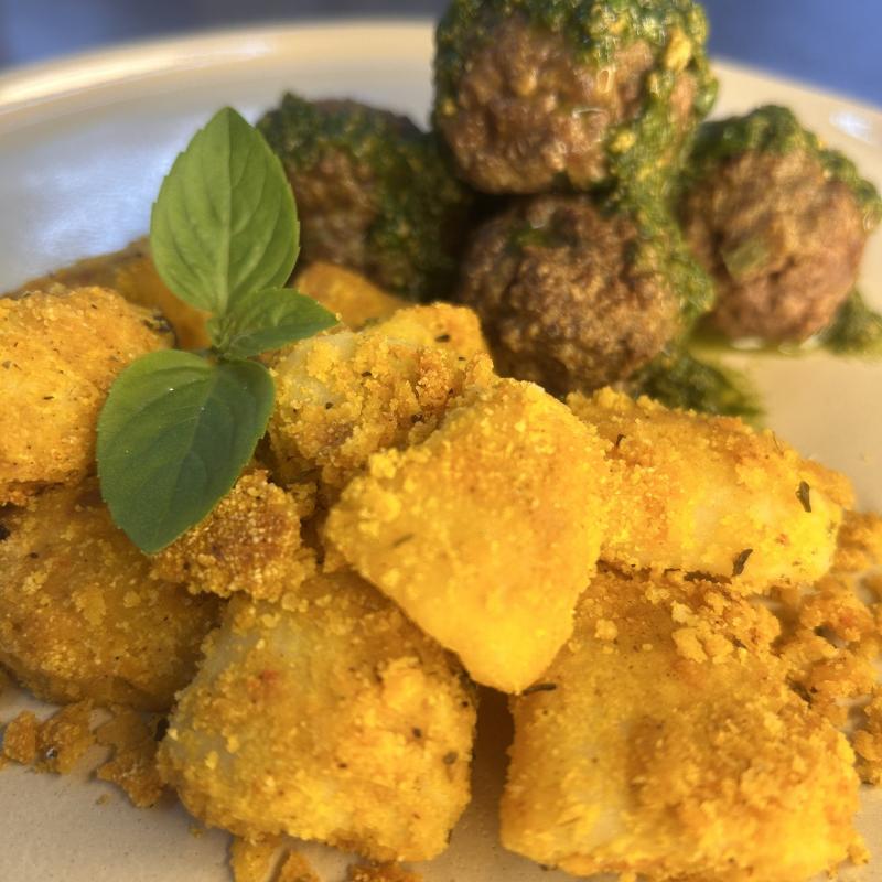 Polpetines ao Pesto de Rúcula