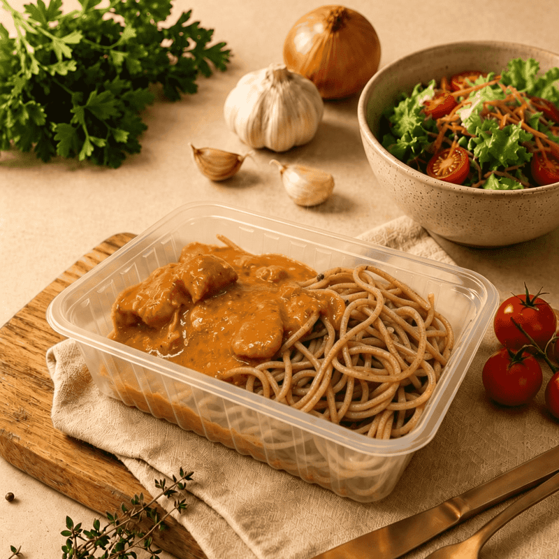 Frango ao Molho Romesco com Massa integral