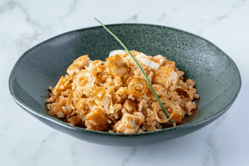 Risoto de Frango com Alho Poró