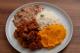 CARNE DE PANELA, ARROZ BRANCO, FEIJÃO E PURE ABÓBORA : 400_g