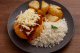 NUGFIT DE CATUPIRY A PARMEGIANA, COM ARROZ BRANCO E BATATA SAUTÊ
