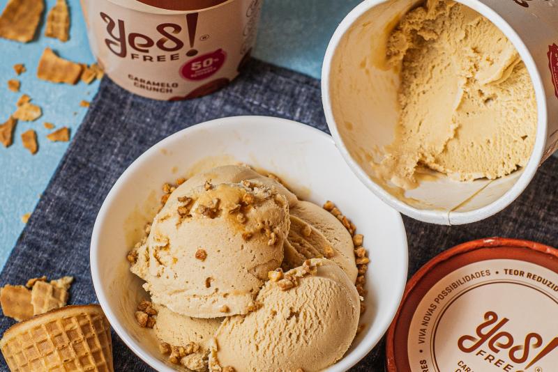 SORVETE 40% MENOS AÇUCAR DE DE CARAMELO CRUNCH - ZERO LACTOSE