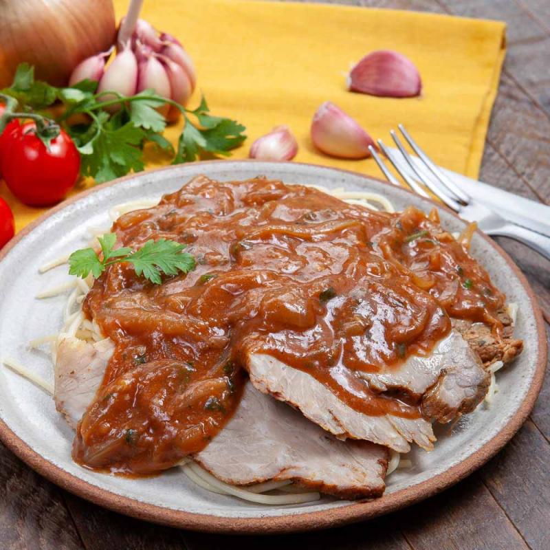 Espaguete com Carne Assada sem Glúten L+