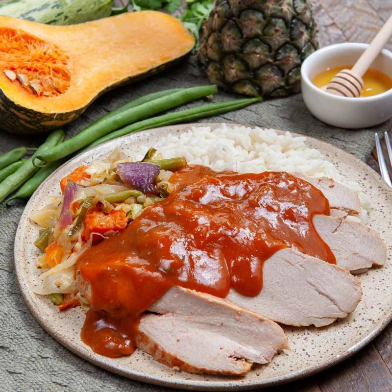 Filé Mignon Suíno com Mel e Legumes L+