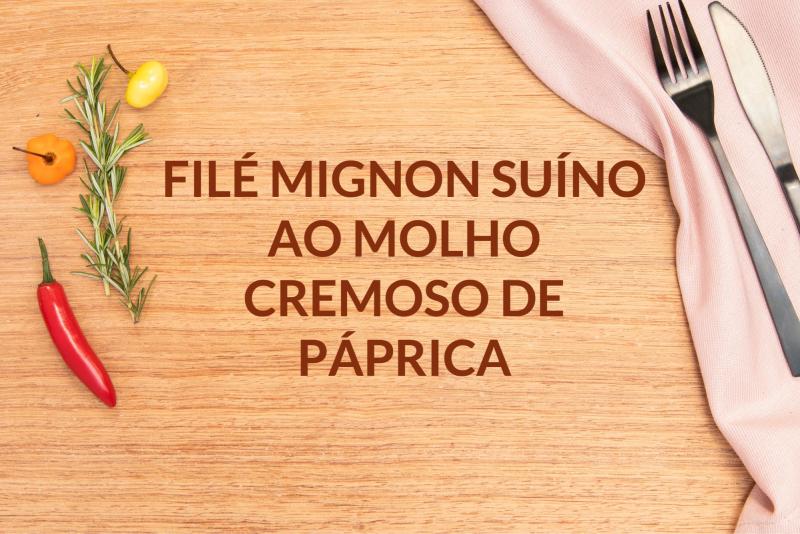 td. Filé mignon suíno ao molho cremoso de páprica, batata ao forno e mix de vegetais