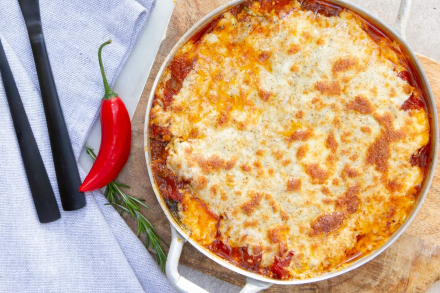 td. Lasanha integral de abobrinha com molho à bolonhesa de carne