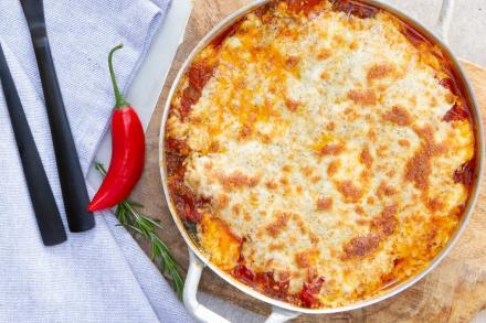 lc. Lasanha low carb de abobrinha ao molho bolonhesa