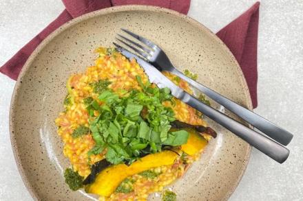 KIT td. Risoto cremoso de carne seca com abóbora e espinafre