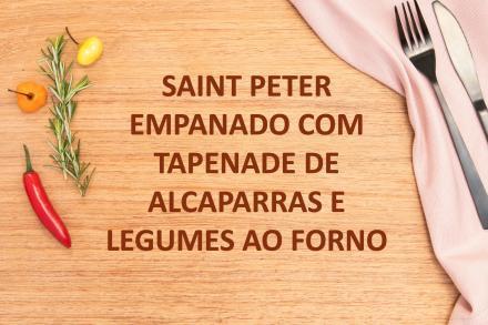 lc. .Saint Peter empanado com tapenade de alcaparras e mix de legumes