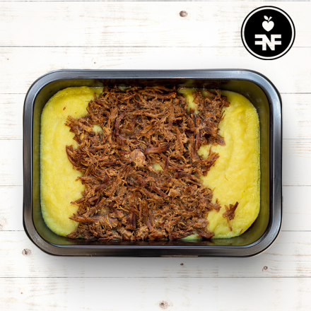 creme de batata-doce com carne desfiada