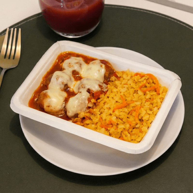 Almôndegas à parmegiana com arroz integral e cenoura (Fit Mais) [venc 02/01]