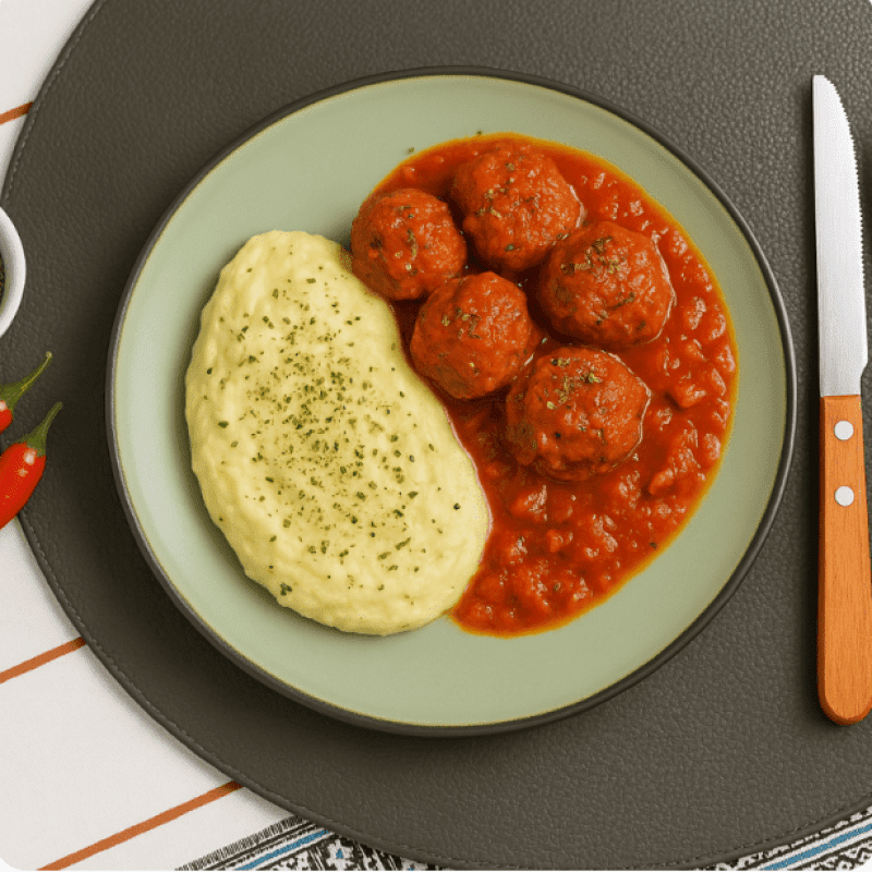 Almôndegas com purê de batata doce FIT