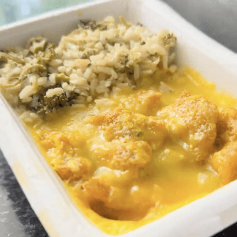 Bobó de frango com arroz integral e brócolis (Fit Mais)