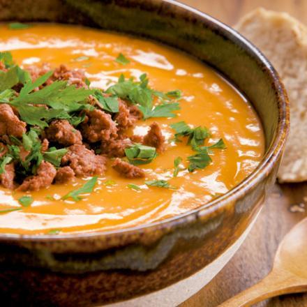 Creme de Abóbora com Carne Moída