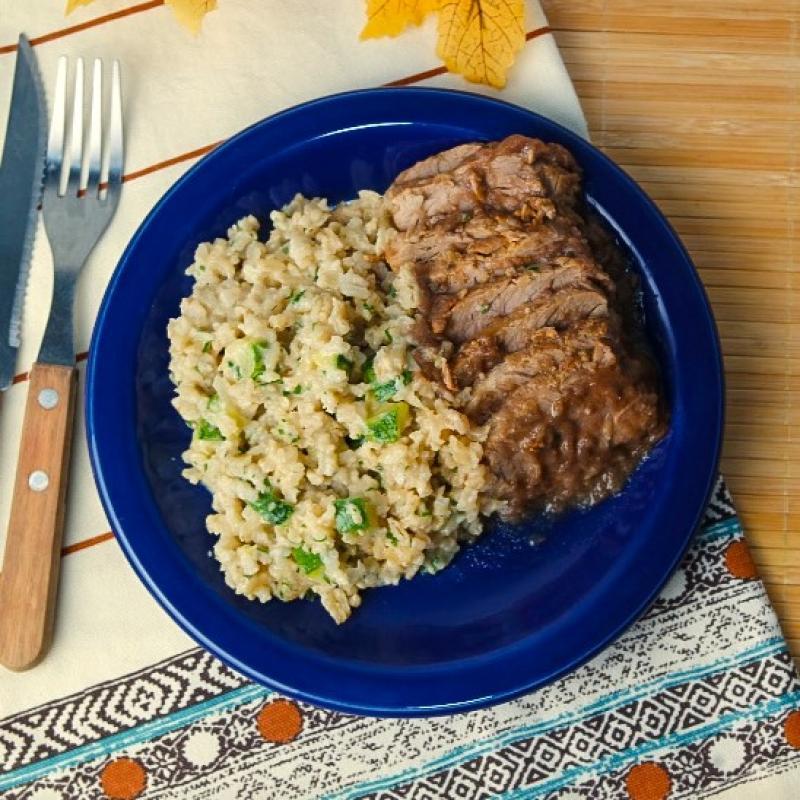 Filé mignon suíno com risoto de abobrinha (Fit Mais)