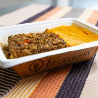 Kibe assado com bacon e purê de abóbora FIT