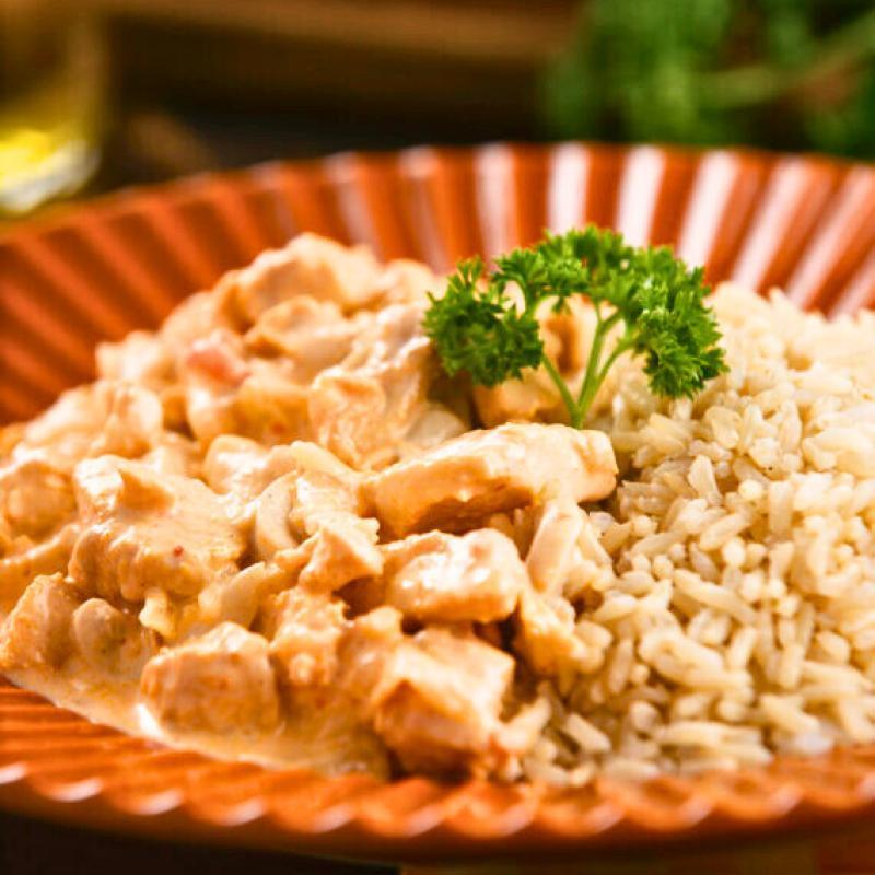 Strogonoff de frango com arroz integral FIT