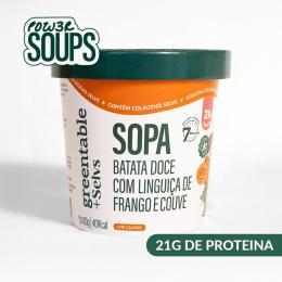 Powersoup de Batata Doce com Linguiça frango artesanal.