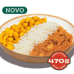 Estrogonofe de Frango, com Arroz Branco e Batata Assada