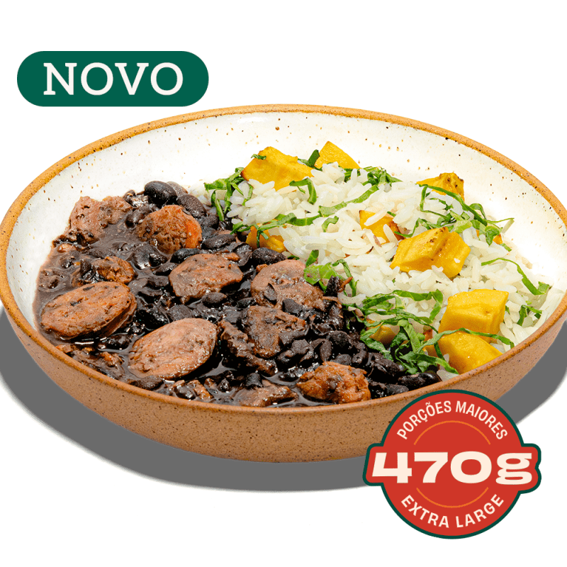 Feijoada com Mignon Suíno, Linguiça de Frango com Arroz, Banana e Couve