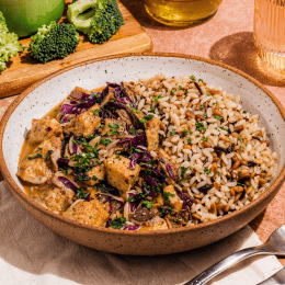 Frango coreano com arroz integral