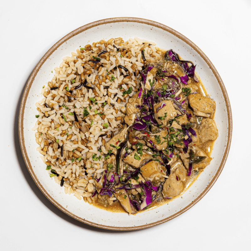 Frango coreano com arroz integral