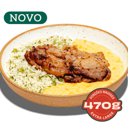 Galeto com Creme de Milho e Arroz de Brocolis