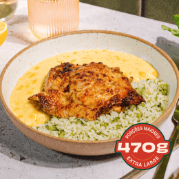 Galeto com Creme de Milho e Arroz de Brocolis