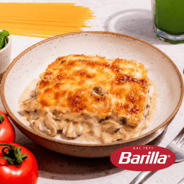 Lasanha vegetariana de cogumelos cremosa, massa Barilla