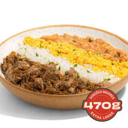 Pernil Acebolado com Arroz, Feijão e Farofa