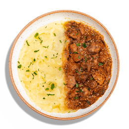 Ragú de mignon suíno com purê de batata