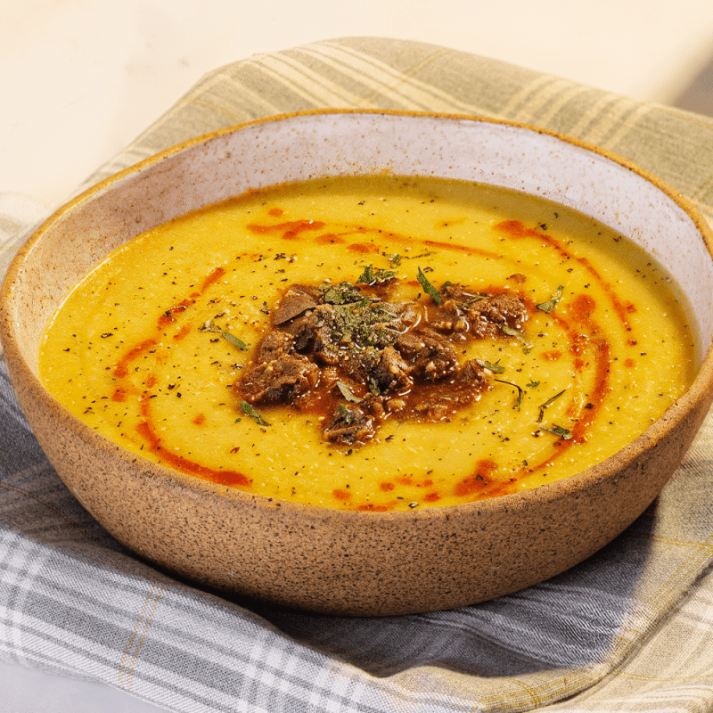 Powersoup de Mandioquinha com carne de panela da vovó