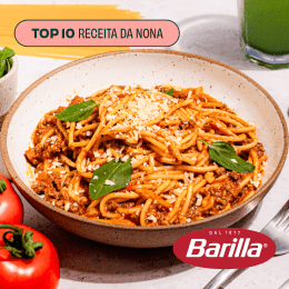 Massa italiana ao molho bolonhesa, feita com Barilla