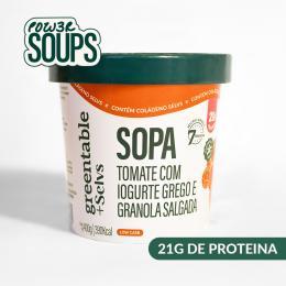 Powersoup de Tomate com Iogurte grego e granola salgada