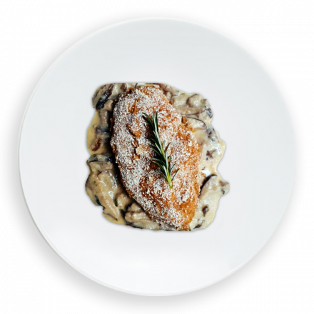 Frango Crocante com Creme de Shitake