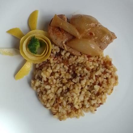 Lombo Suíno com Risoto de Limão Siciliano