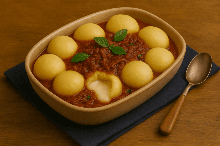 Nhoque Recheado de Muçarela com Ragu Bovino