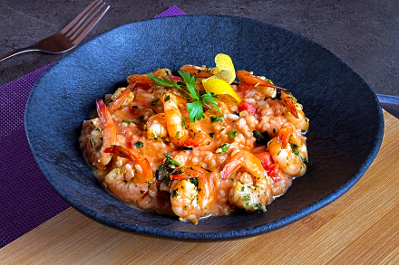 Risoto de Camarão ao Pomodoro com Arroz Integral