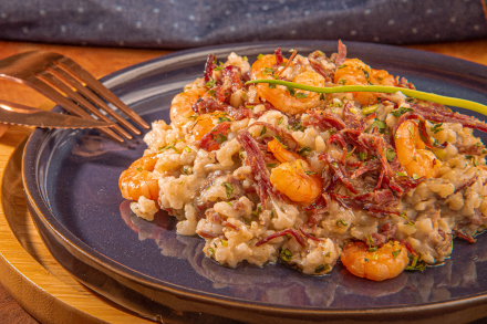 Risoto de Camarão e Carne Seca com Arroz Integral