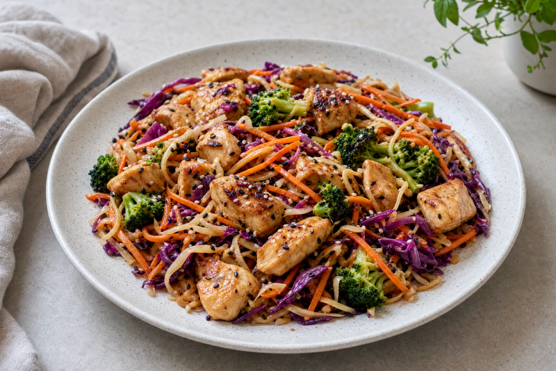 ダイエットフード Lowkey Yakisoba de Frango com Espaguete de Legumes Low Carb | Marmita Fit