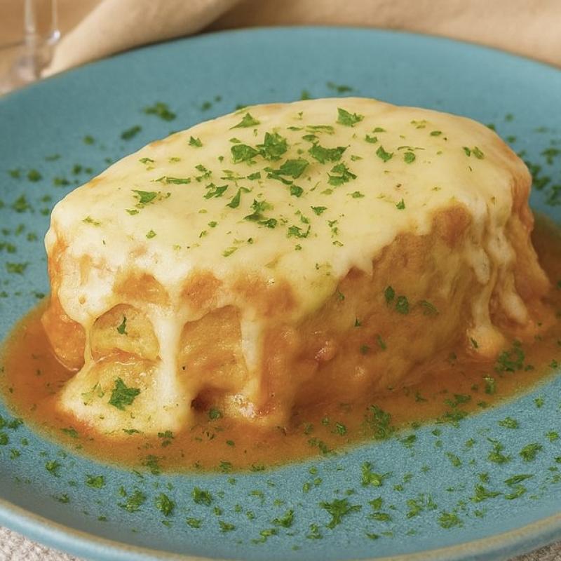 Escondidinho de frango com purê de abóbora