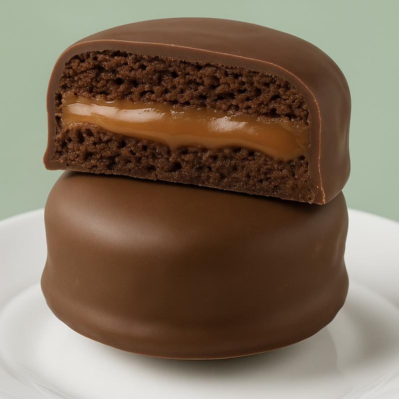 Pão de mel diet recheado de doce de leite e coberto com chocolate