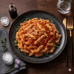 Parafuso sem glúten com frango e molho de tomate italiano
