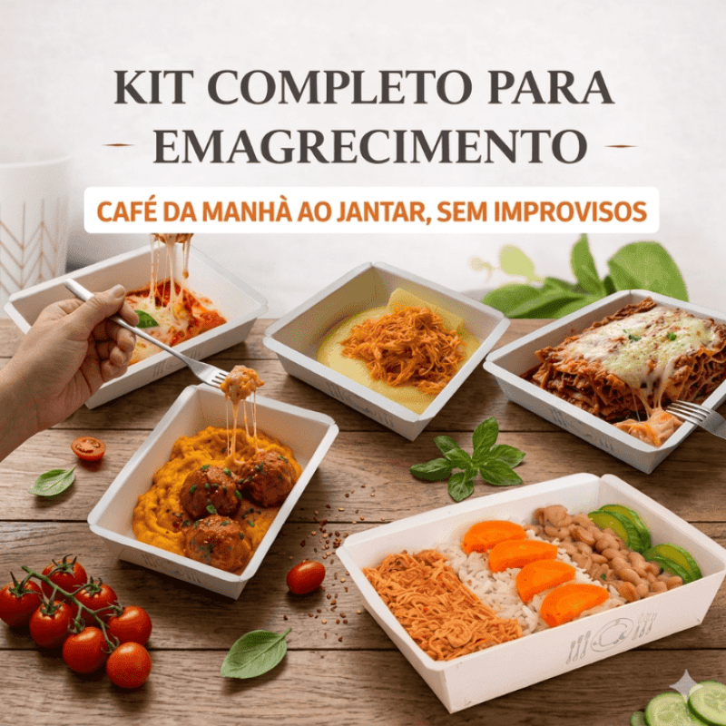 Kit emagrecimento, café da manhã , almoço, lanche da tarde e jantar.