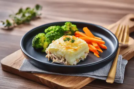 Escondidinho de Frango com Mix de Brócolis e Cenoura (Low Carb)