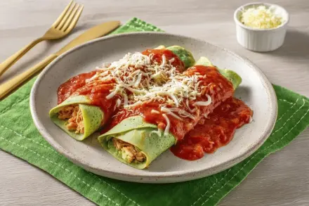 Panqueca de Frango Cremoso com Massa Verde de Espinafre