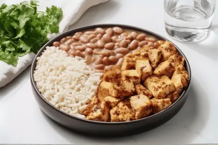 Filé de Frango, Arroz Branco e Feijão Carioca